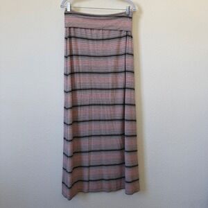 Boho Grunge Striped Maxi Skirt Brown Boho Hippie Stretchy Y2K funky Low Rise